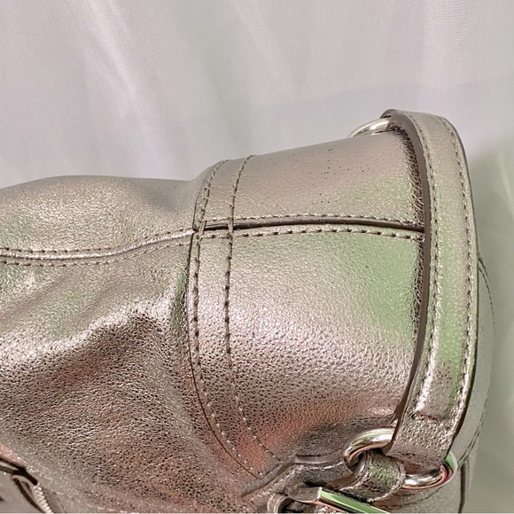 Authentic MICHAEL KORS Fallon Medium Nickel Satchel Leather Handbag - Picture 15 of 17